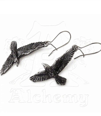 серьги alchemy gothic (алхимия готик) e333 black raven