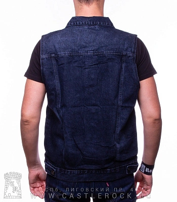 жилет джинсовый синий (потертый) 7042