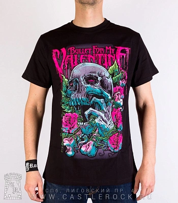 футболка bullet for my valentine (череп, розовое лого)