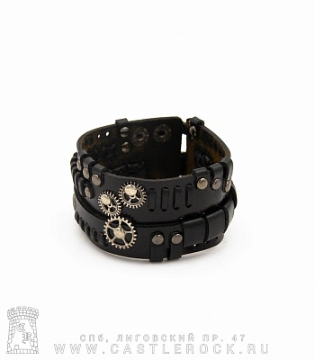 напульсник кожаный стимпанк черный (bspk-2)