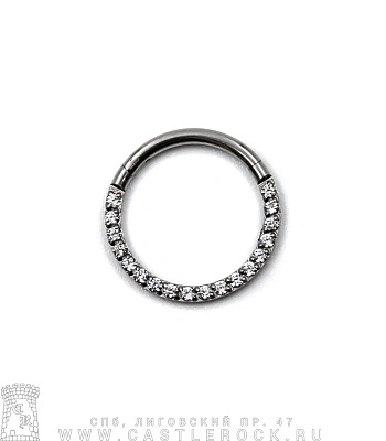 Сегментное Кольцо Кликер Сталь 1,2 х 10 (кристаллы прозрачные сбоку)