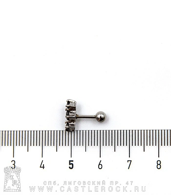 Микроштанга Сталь со Стразами (черными) 1,2 х 6 х 4/11