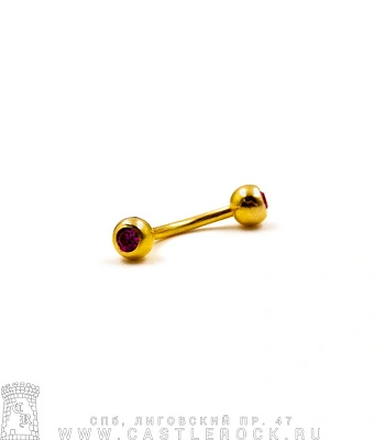 Микробанан Сталь Золотистый с Шариками со Стразами (фиолетовыми) 1,2 х 10 х 4/4