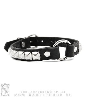 ошейник кожаный кольцо, пирамиды (на пряжке)