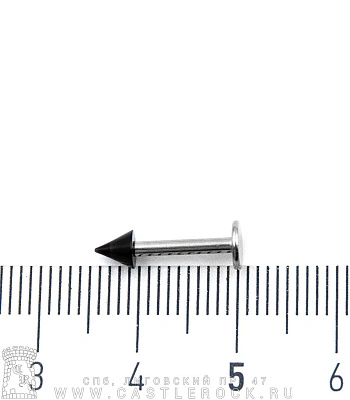 Лабрет Сталь с Акриловым Шипом (черным) 1,6 х 10 х 4