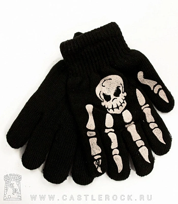 перчатки детские череп и кости