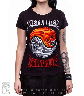 женская футболка metallica (черепа инь-ян)
