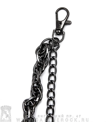 двойная цепь с карабином череп шипастый (темная)