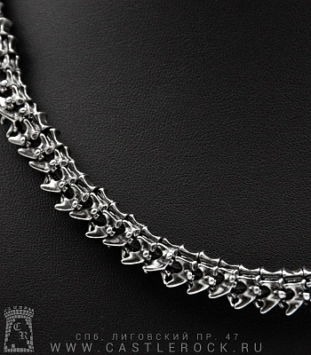 бусы стальные позвонки (кожаный шнурок, 11 мм)