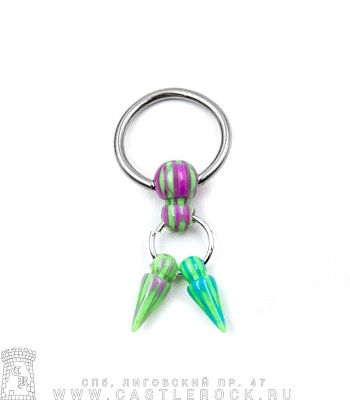 Кольцо BCR Сталь с Подвеской Акриловые Шипы 1,6 х 13