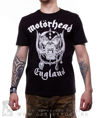 футболка motorhead "england" (ч/б, принт потертый)