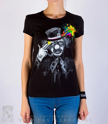 женская футболка клоун вышибает мозги (светится)