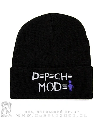 шапка с отворотом и вышивкой depeche mode