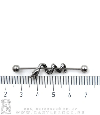 Штанга Индастриал Сталь с Шариками и Змеей 1,2 х 38 х 5/5