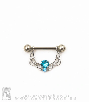 Штанга Сталь Кружево (стразы голубые) 1,6 х 16 х 5/5