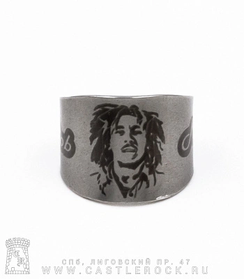 кольцо сталь с гравировкой bob marley (безразмерное)