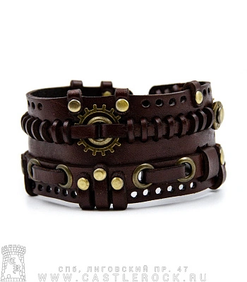 напульсник кожаный стимпанк коричневый (bspk-8)