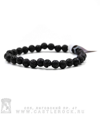 браслет из натурального камня вулканическая лава и гематит (7 мм)