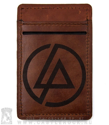 кардхолдер с гравировкой linkin park (коричневый, ручная работа)