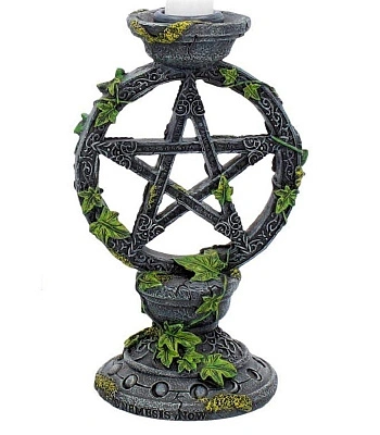 подсвечник пентаграмма с плющом и узором