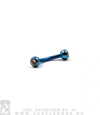 Микробанан Сталь Синий с Шариками со Стразами (прозрачными) 1,2 х 8 х 3/3