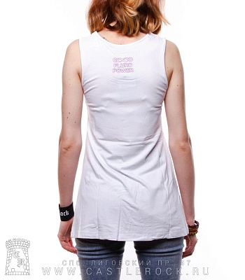 женская майка кот разноцветный (белая, светится)