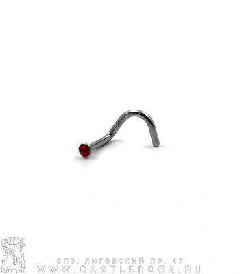 Крючок для носа Сталь со Стразом (красным) 1 х 6-8 х 2
