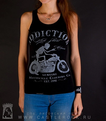 майка addiction скелет на мотоцикле