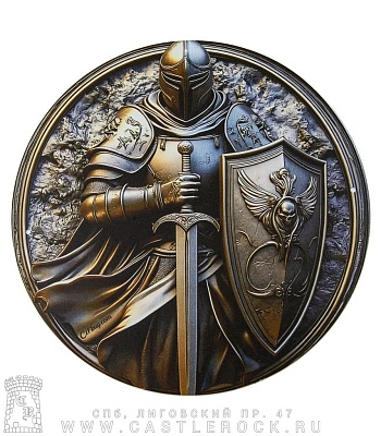 табличка рыцарь (череп на щите, круглая)