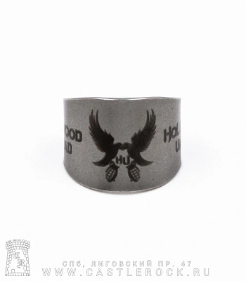 кольцо сталь с гравировкой hollywood undead (безразмерное)