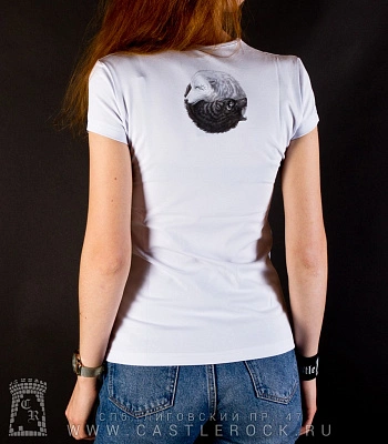 женская футболка волки сколль и хати (белая, светится)