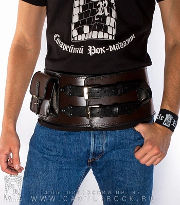 ремень поясной байкерский коричневый