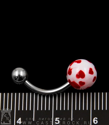 Банан Сталь с Шариками Сердечки (красные на белом) 1,6 х 10 х 5/8
