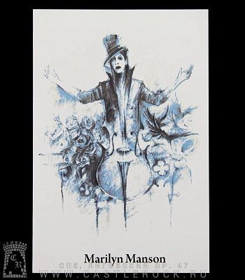 открытка авторская marilyn manson (в цилиндре)