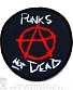нашивка anarchy анархия punks not dead (лого, надпись белая, стилизованная, круглая)