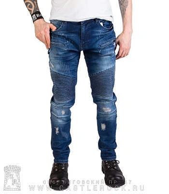 джинсы castle rock синие темные (потертые, простроченные)