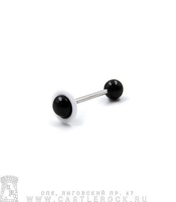 Штанга Сталь с Акриловыми Шариками Сатурн (черными) 1,6 х 16 х 6/10