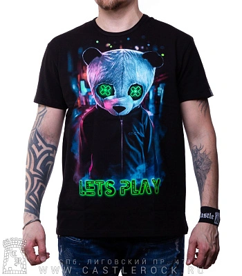футболка панда "lets play" (светится)