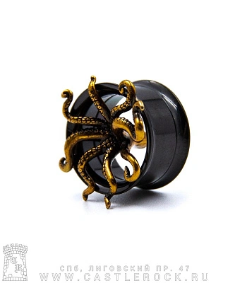 Плаг Сталь Тонкостенный Черный Кракен (с внутренней резьбой) 16 мм