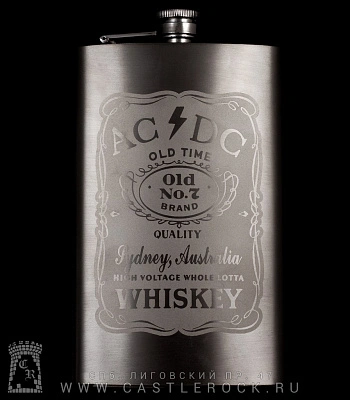 фляга стальная с гравировкой ac/dc whiskey 10 oz