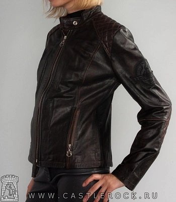 мото-куртка женская route 66 (искуственное старение, коричневая)