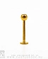 Лабрет Сталь Золотистый с Шариком со Стразом (прозрачным) 1,2 х 10 х 3