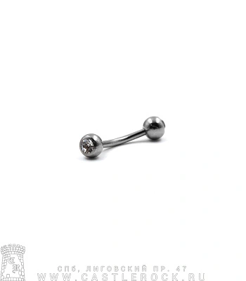 Микробанан Сталь с Шариками со Стразами (прозрачными) 1,2 х 10 х 4/4