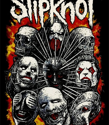 постер тканевый slipknot (маски, пламя)