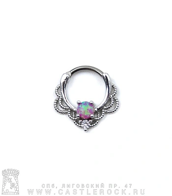 Кликер для септума Титан Кружево (опал розовый)