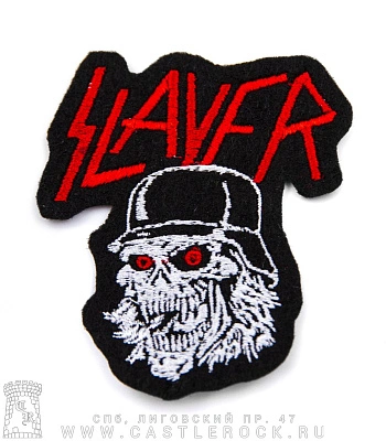 нашивка slayer (лого, череп, малая, вышивка)