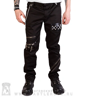 брюки комбинированные (цепи, молнии, булавки, клетка)