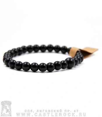 браслет из натурального камня агат черный (6/8 мм)