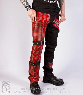 брюки клетка комбинированные exploited (с двумя ремнями)