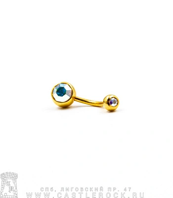 Банан Сталь Золотистый с Шариками со Стразами (перламутровыми) 1,6 х 11 х 5/8